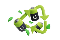 Illustration of lithium batteries surrounded by circular recycling arrows